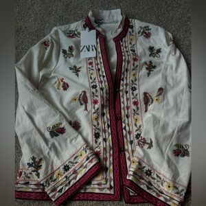 zara embroidered blazer